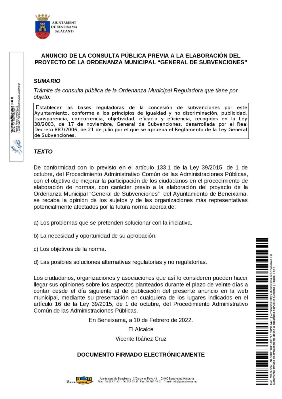 Consulta PÚblica Previa A La ElaboraciÓn Del Proyecto De Ordenanza Municipal Página Oficial 0900